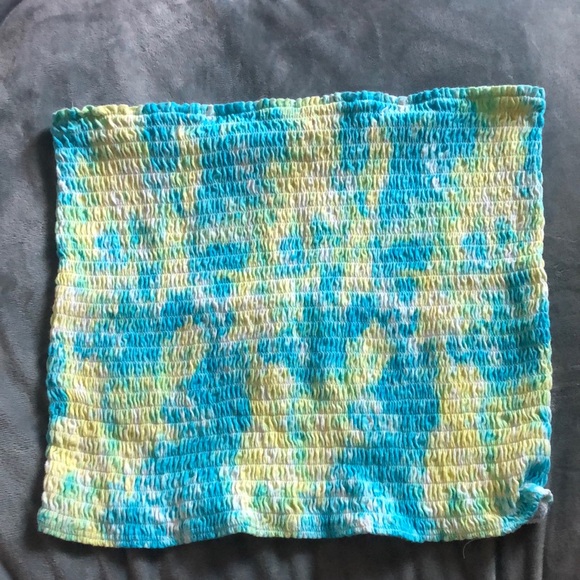 Blue and Green Tie-dye Tube Top - Picture 1 of 2
